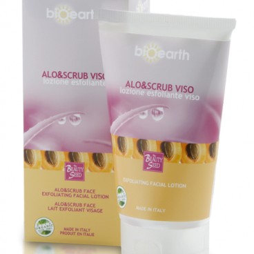 alo&scrub viso lozione esfoliante per il viso 150 ml. bioearth the beauty seed