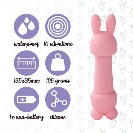 mister bunny massage vibrator with 2 caps pink  feelztoys 