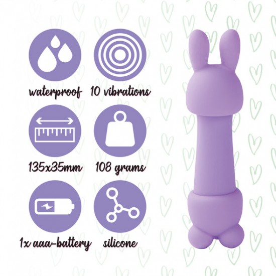 mister bunny massage vibrator with 2 caps purple  feelztoys 